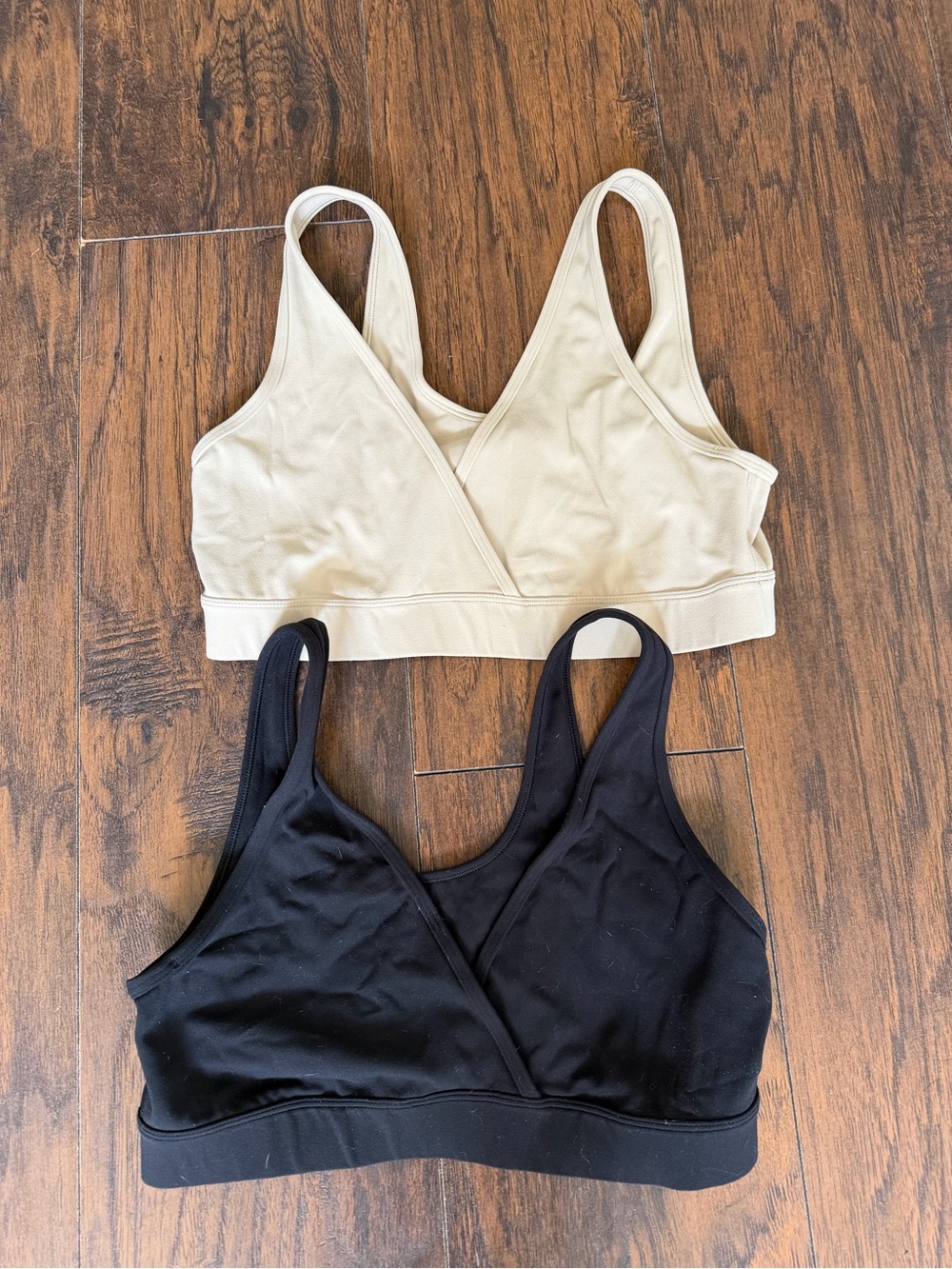 CRZ YOGA Beige and Black Nursing Maternity Wireless Butterluxe Bra - Pack of 2